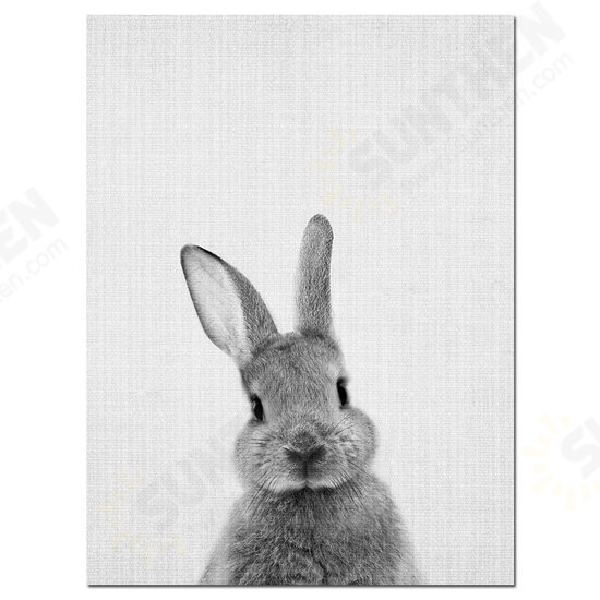 Cute Rabbit Canvas Wall Art Poster Animal Print Paintings Baby Nursery Room