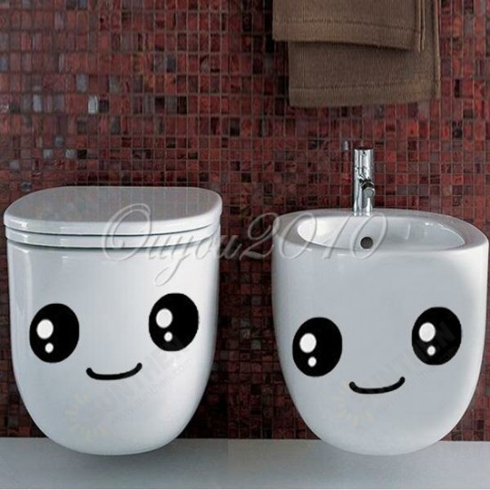 Cute Smiling Face Stickers Bathroom Waterproof Toilet Stickers DIY Cute Decal Funny Vinyl Stickers