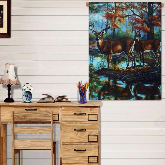 Deer Flag Banner Garden Yard Home Party 28 x 40 Inch Forest House Decorations Art Deer Flag Banner Garden Yard Home Party 28 x 40 Inch Forest House Decorations Art