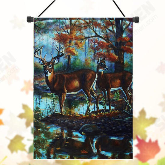 Deer Flag Banner Garden Yard Home Party 28 x 40 Inch Forest House Decorations Art Deer Flag Banner Garden Yard Home Party 28 x 40 Inch Forest House Decorations Art