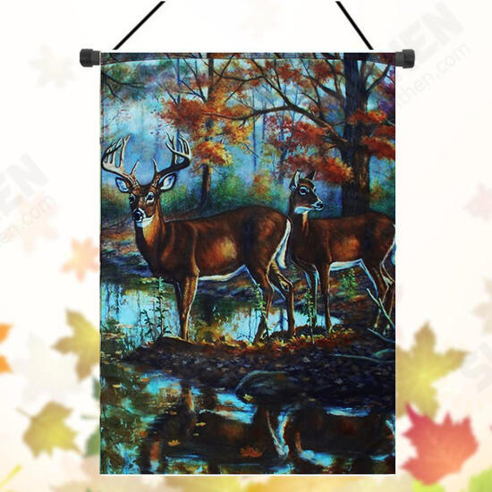 Deer Flag Banner Garden Yard Home Party 28 x 40 Inch Forest House Decorations Art