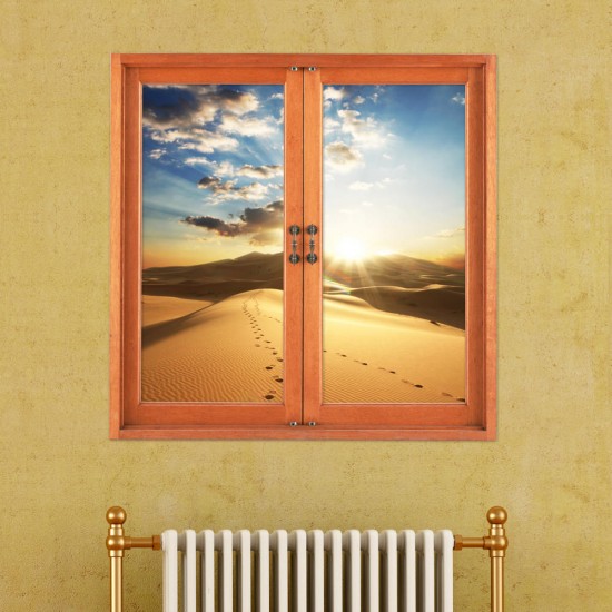 Desert 3D Artificial Window View 3D Wall Decals Sunset Room PAG Stickers Home Wall Decor Gift