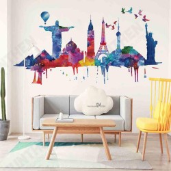 FX82039 World Architectural Wall Sticker Removable Wall Art Stickers Vinyl Decals Home Decor Living Room FX82039 World Architectural Wall Sticker Removable Wall Art Stickers Vinyl Decals Home Decor Living Room