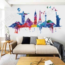FX82039 World Architectural Wall Sticker Removable Wall Art Stickers Vinyl Decals Home Decor Living Room FX82039 World Architectural Wall Sticker Removable Wall Art Stickers Vinyl Decals Home Decor Living Room