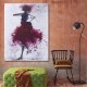 Fashion Red Girl Minimalist Abstract Art Canvas Oil Print Paintings Framed/Unframed