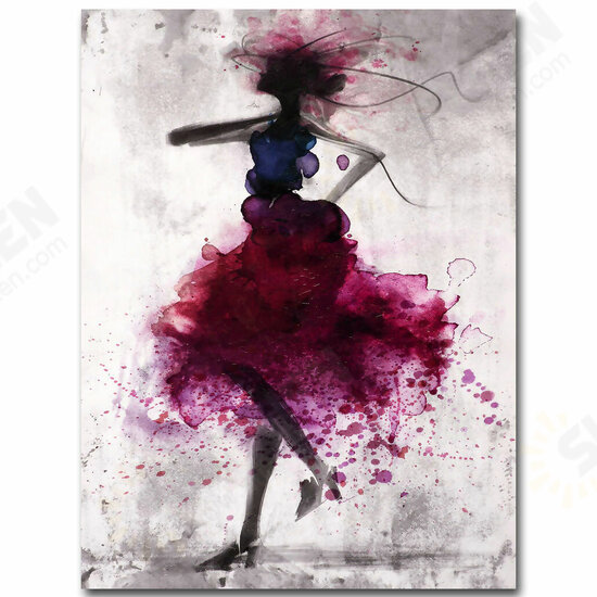 Fashion Red Girl Minimalist Abstract Art Canvas Oil Print Paintings Framed/Unframed