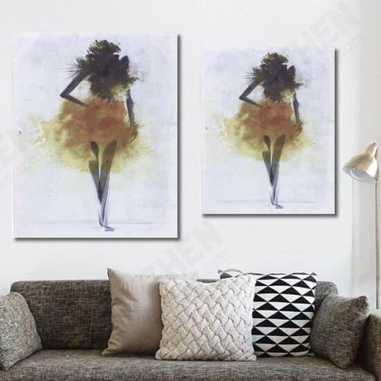 Fashion Yellow Girl Minimalist Abstract Art Canvas Oil Print Paintings Framed/Unframed