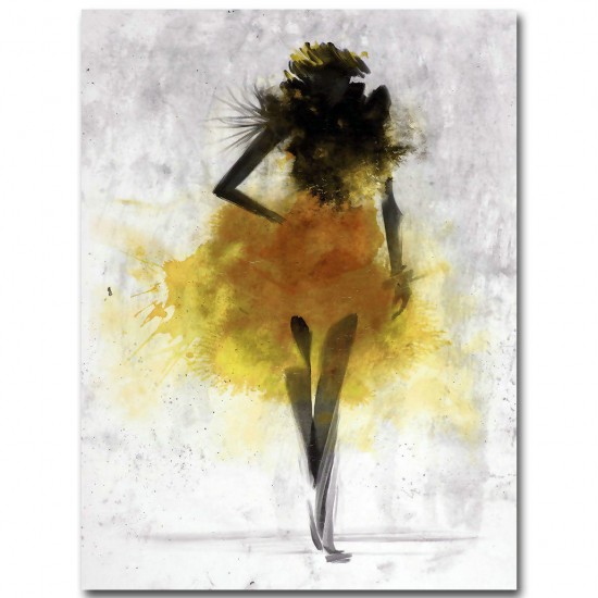 Fashion Yellow Girl Minimalist Abstract Art Canvas Oil Print Paintings Framed/Unframed
