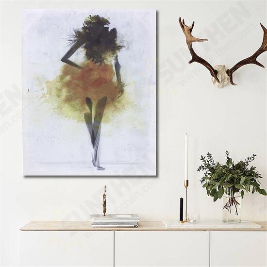 Fashion Yellow Girl Minimalist Abstract Art Canvas Oil Print Paintings Framed/Unframed