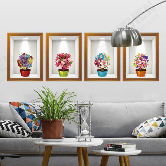 Flowers 3d Frame Creative Wall Stickers Background European Three - Dimensional Wall Stickers