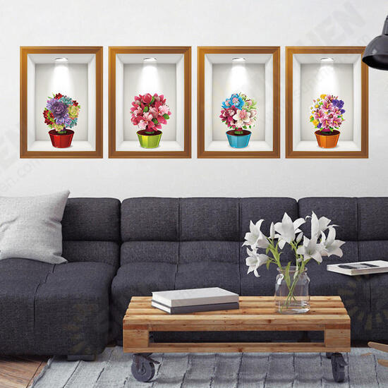 Flowers 3d Frame Creative Wall Stickers Background European Three - Dimensional Wall Stickers