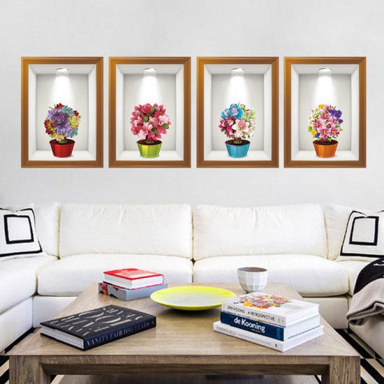 Flowers 3d Frame Creative Wall Stickers Background European Three - Dimensional Wall Stickers