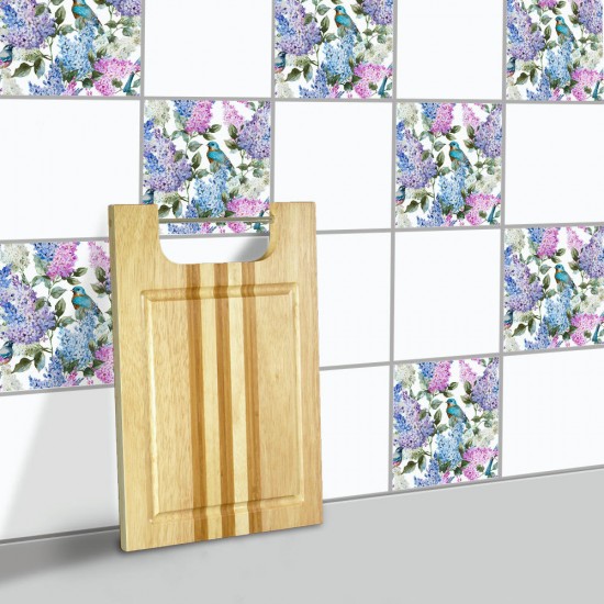 Flowers Pearl Film Tile Stickers Bathroom Living Room Waterproof PVC Wall Stickers