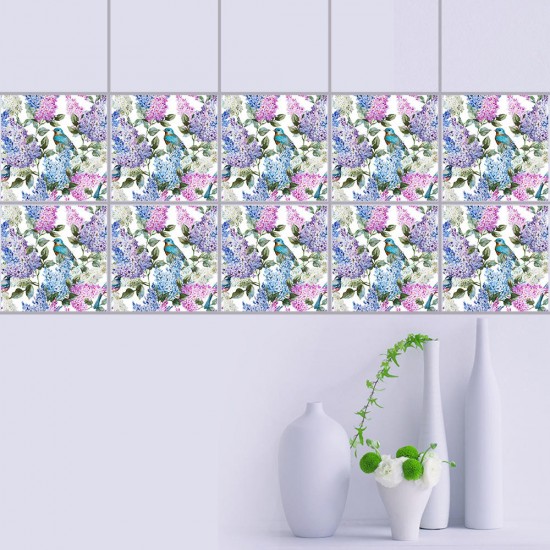 Flowers Pearl Film Tile Stickers Bathroom Living Room Waterproof PVC Wall Stickers