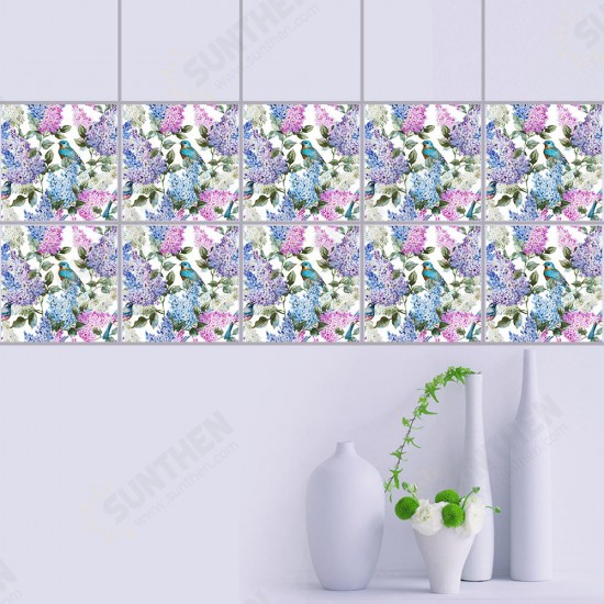 Flowers Pearl Film Tile Stickers Bathroom Living Room Waterproof PVC Wall Stickers