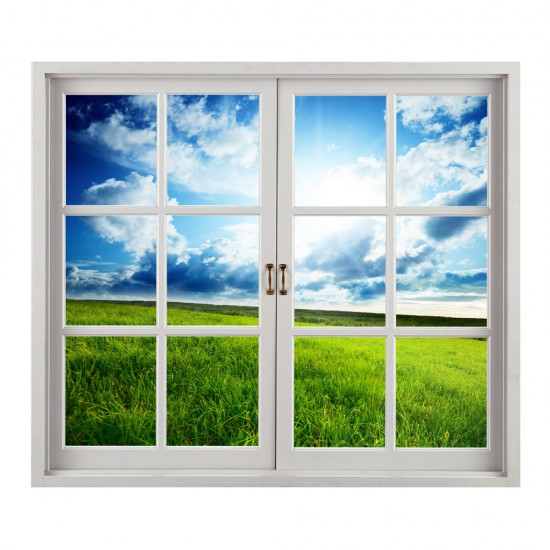 Grassland 3D Artificial Window View Blue Sky 3D Wall Decals Room PAG Stickers Home Wall Decor Gift