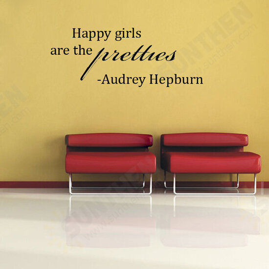 Happy Girls Are The Prettiest PVC Word Quote Wallpaper EWQ0087