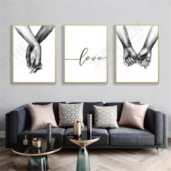 Holding Hand Black And White Picture Cambric Prints Painting Love Wall Sticker Home Decor Holding Hand Black And White Picture Cambric Prints Painting Love Wall Sticker Home Decor