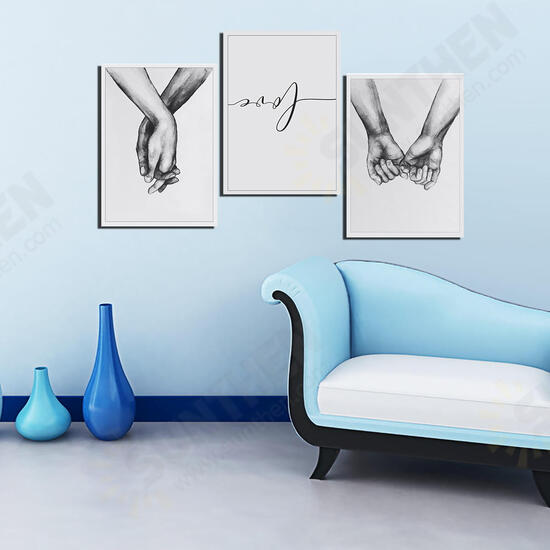 Holding Hand Black And White Picture Cambric Prints Painting Love Wall Sticker Home Decor