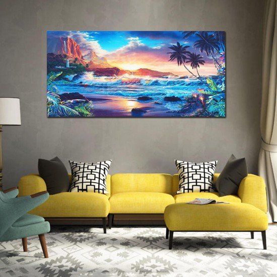 Home Decor Canvas Print Paintings Wall Art Modern Sunset Scenery Beach Tree Gift