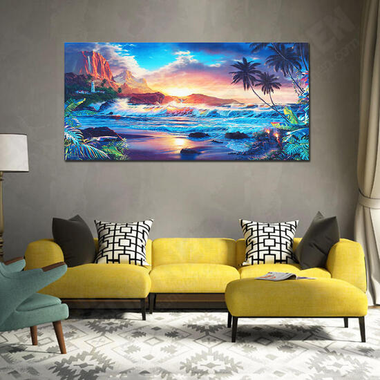 Home Decor Canvas Print Paintings Wall Art Modern Sunset Scenery Beach Tree Gift