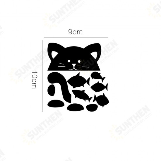 DX-139 Fluorescent Glow Cat Thinking Fish Switch Wall Sticker Home Bedroom Decor