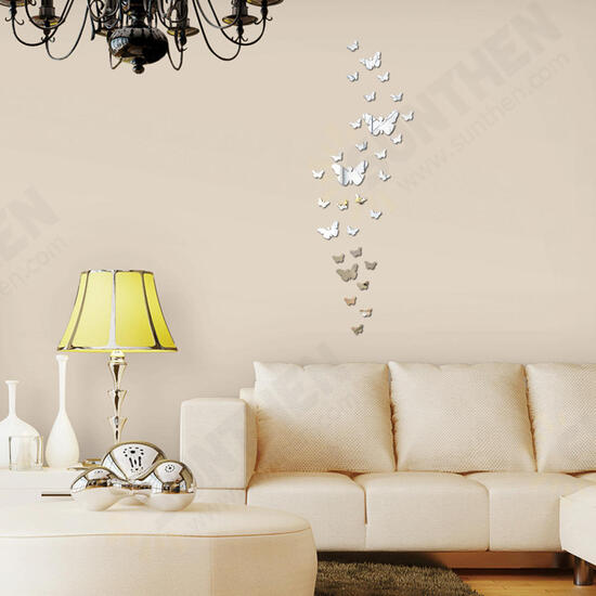 DX-Y5 30PCS Butterfly Combination 3D Mirror Wall Stickers Home Decor DIY Room Decoration