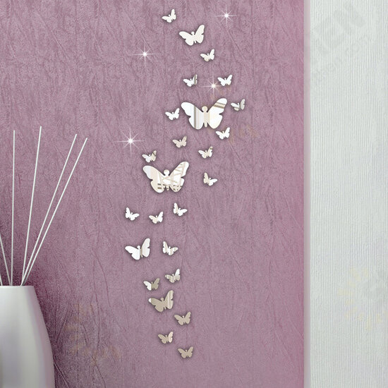 DX-Y5 30PCS Butterfly Combination 3D Mirror Wall Stickers Home Decor DIY Room Decoration