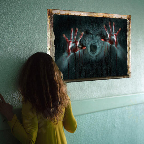 Horror Wall Decals Art Home Decorative Halloween Wall Sticker Girl Ghost Broken Wall Stickers