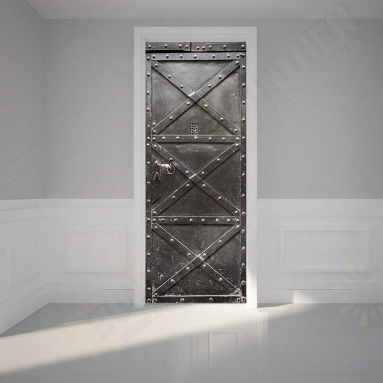 Iron Gate Sticker PVC Self Adhesive Waterproof Refrigerator Door Room Cover Wallpaper Decal