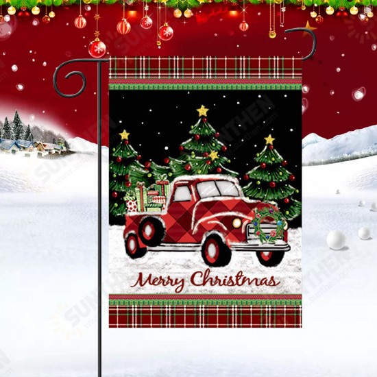 Merry Christmas Decorations Red Truck With Gifts Double Sided Winter Garden Flag