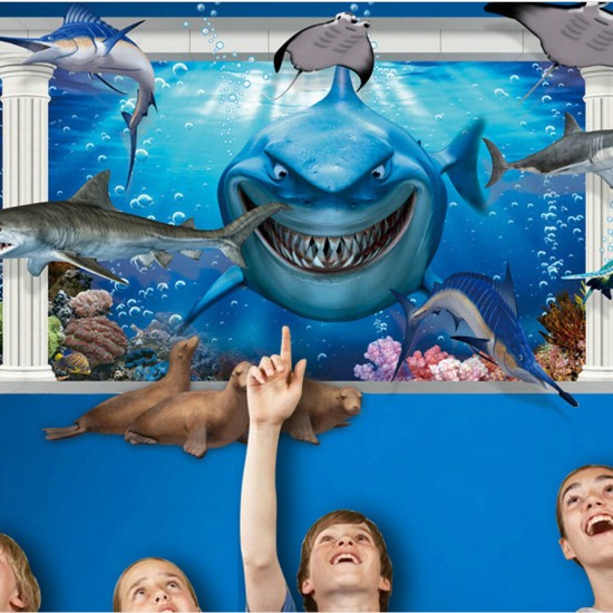 3D Creative PVC Wall Stickers Home Decor Mural Art Removable Submarine Decor Sticker