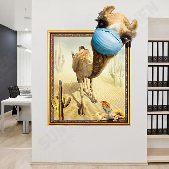 Creative 3D Desert Camel Frame PVC Removable Home Room Decorative Wall Door Decor Sticker