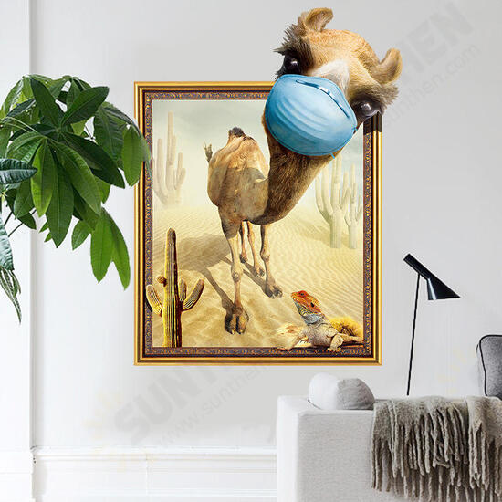 Creative 3D Desert Camel Frame PVC Removable Home Room Decorative Wall Door Decor Sticker