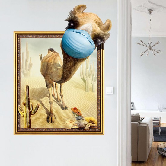 Creative 3D Desert Camel Frame PVC Removable Home Room Decorative Wall Door Decor Sticker