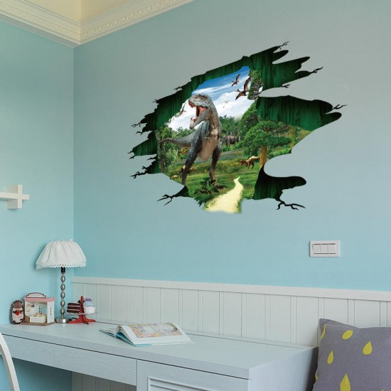 Creative 3D Dinosaur Waterproof Removable Home Room Decorative Wall Door Decor Sticker