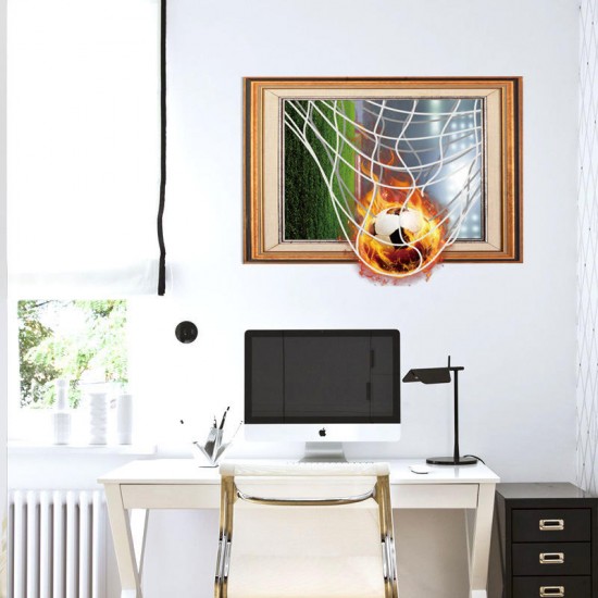 Creative 3D Fire Football Frame PVC Removable Home Room Decorative Wall Floor Decor Sticker