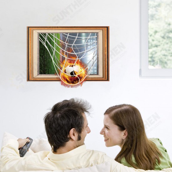 Creative 3D Fire Football Frame PVC Removable Home Room Decorative Wall Floor Decor Sticker Creative 3D Fire Football Frame PVC Removable Home Room Decorative Wall Floor Decor Sticker