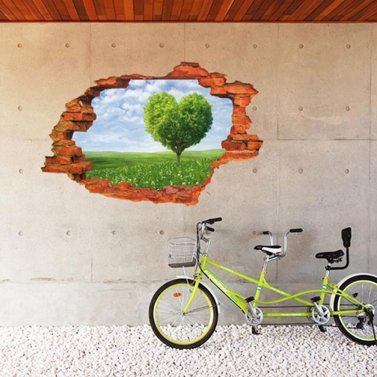 Creative 3D Love Tree Scenery Broken Wall Removable Home Room Decorative Wall Decor Sticker