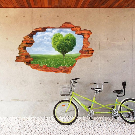 Creative 3D Love Tree Scenery Broken Wall Removable Home Room Decorative Wall Decor Sticker Creative 3D Love Tree Scenery Broken Wall Removable Home Room Decorative Wall Decor Sticker