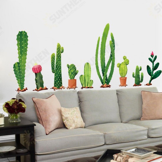 Creative Cartoon Cactus PVC Removable Home Room Decorative Wall Door Decor Sticker