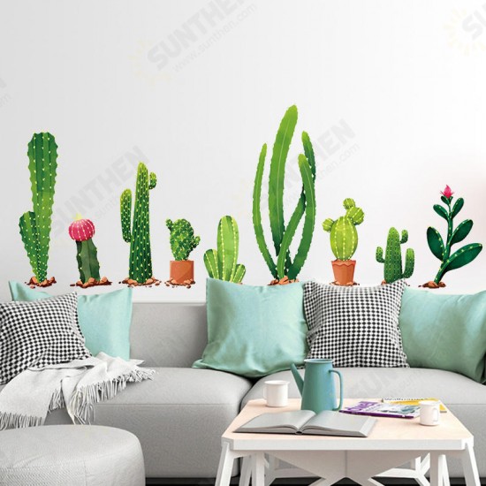 Creative Cartoon Cactus PVC Removable Home Room Decorative Wall Door Decor Sticker