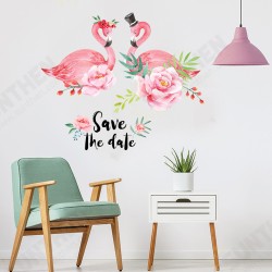Creative Pink Love Couple Flamingo Flower PVC Removable Home Room Decorative Decor Sticker Creative Pink Love Couple Flamingo Flower PVC Removable Home Room Decorative Decor Sticker