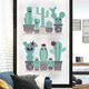 FX82028 Cartoon Wall Sticker Cactus Printing Sticker Glass Door Wall Decoration Stickers DIY Sticker