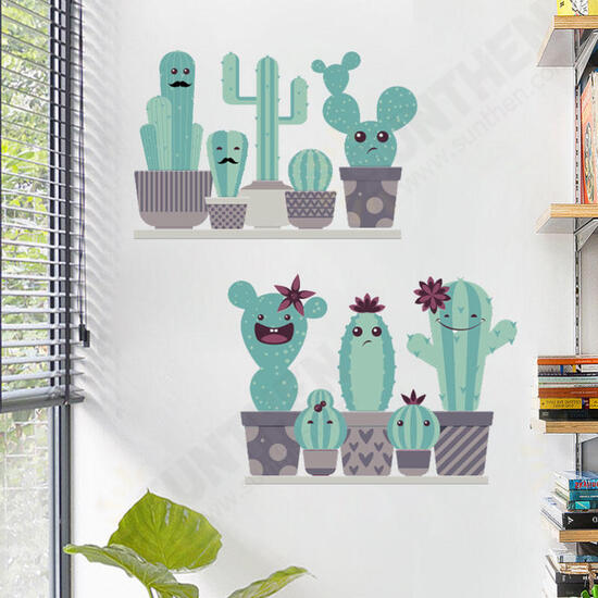 FX82028 Cartoon Wall Sticker Cactus Printing Sticker Glass Door Wall Decoration Stickers DIY Sticker