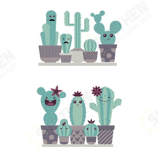 FX82028 Cartoon Wall Sticker Cactus Printing Sticker Glass Door Wall Decoration Stickers DIY Sticker