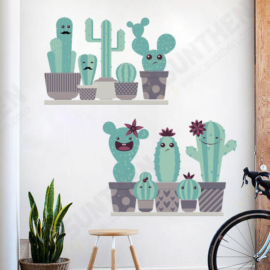 FX82028 Cartoon Wall Sticker Cactus Printing Sticker Glass Door Wall Decoration Stickers DIY Sticker