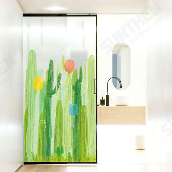 FX82031 2PCS Cactus And Balloon Painting Sticker Glass Door Stickers Wall Stickers Home Decoration Sticker