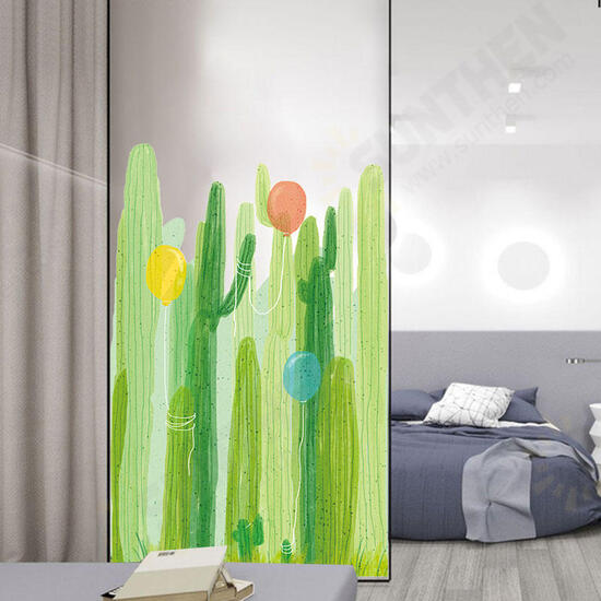 FX82031 2PCS Cactus And Balloon Painting Sticker Glass Door Stickers Wall Stickers Home Decoration Sticker