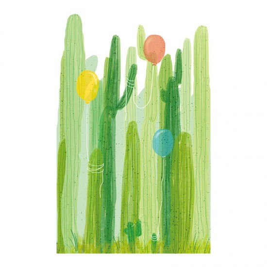 FX82031 2PCS Cactus And Balloon Painting Sticker Glass Door Stickers Wall Stickers Home Decoration Sticker